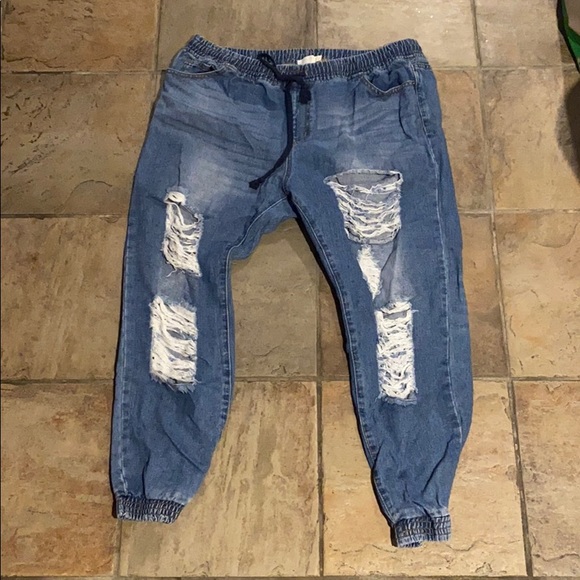plus size denim joggers